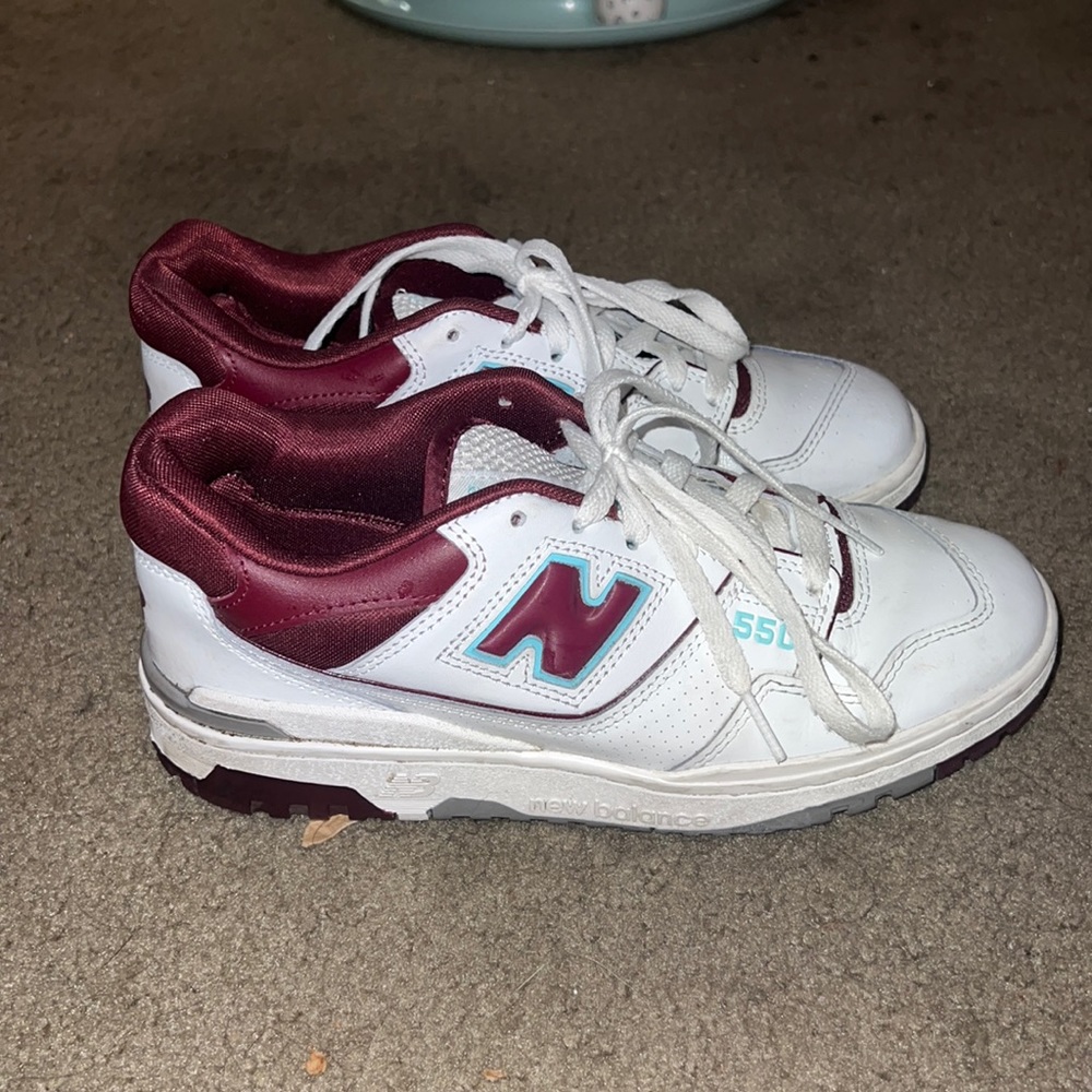 New Balance Women's White and Burgundy Athletic Sneakers